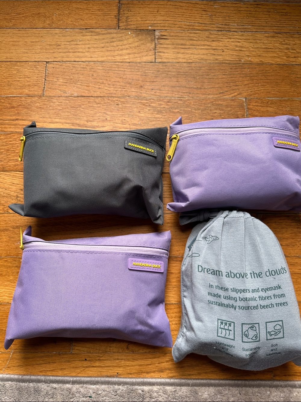 Multiple Mandarina Duck Purple and Gray Travel Pouches Set